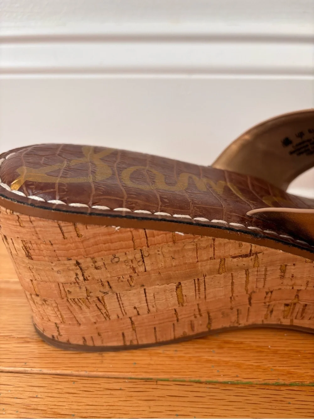 Sam Edelman Remini Wedge Sandals Gold Cork Platform Women’s Size 10